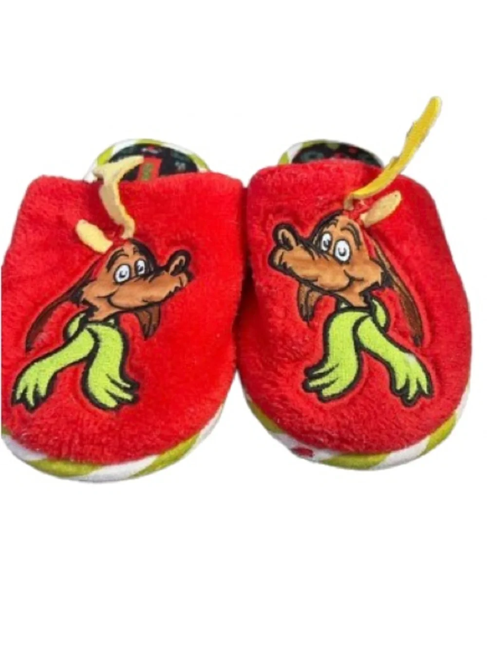 The Grinch Kids Red Slippers With Max the Dog size Youth  13-1